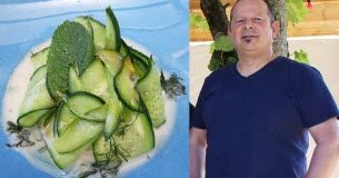 Concombre avec une mousse à la feta, la recette fraîche du chef Martinak Jean-Pierre-Martinak-du-concombre-avec-une-mousse-a-la-feta-une-recette-fraiche-et-de-saison-pour-prolonger-lete-