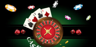 5 erreurs courantes à éviter lorsque vous jouez à des jeux de casino en ligne ! Casino background with roulette, dice, casino chips, playing cards for poker Vector illustration